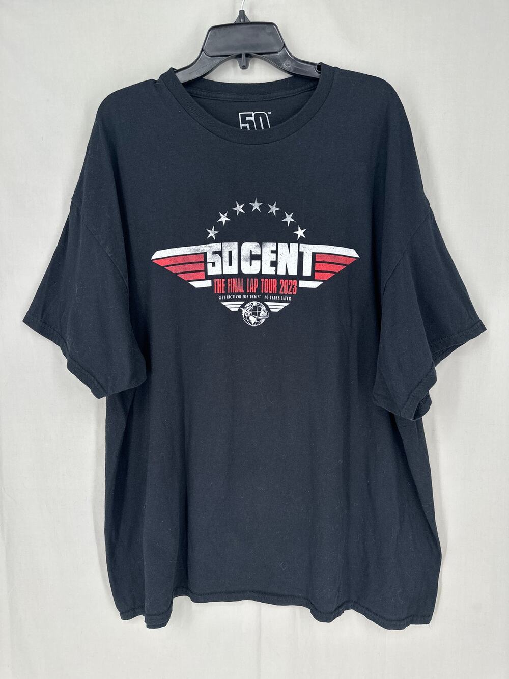 50 Cent Shirt Mens 3XL Black Graphic Rap Tee Final Lap Tour 2023 Hip Hop Music